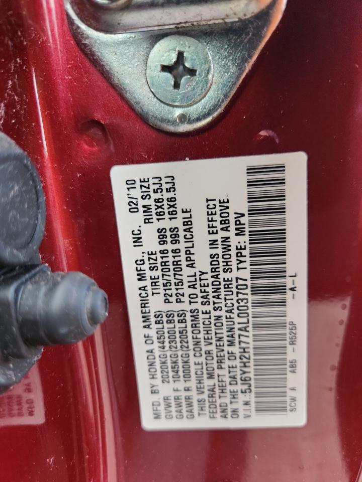 2010 Honda Element Ex VIN: 5J6YH2H77AL003707 Lot: 71291235