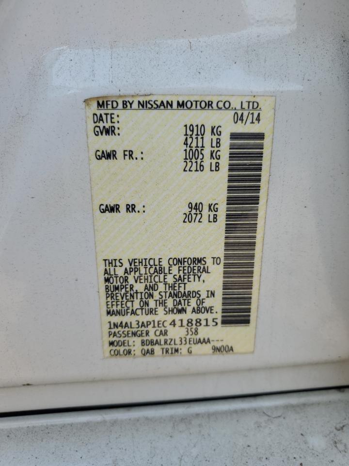 2014 Nissan Altima 2.5 VIN: 1N4AL3AP1EC418815 Lot: 71126055
