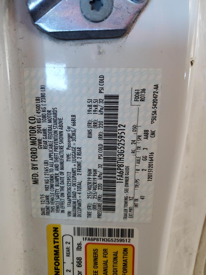 2016 Ford Mustang VIN: 1FA6P8TH3G5259512 Lot: 71682325