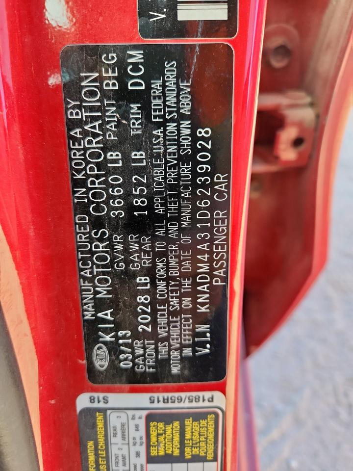2013 Kia Rio Lx VIN: KNADM4A31D6239028 Lot: 82102805