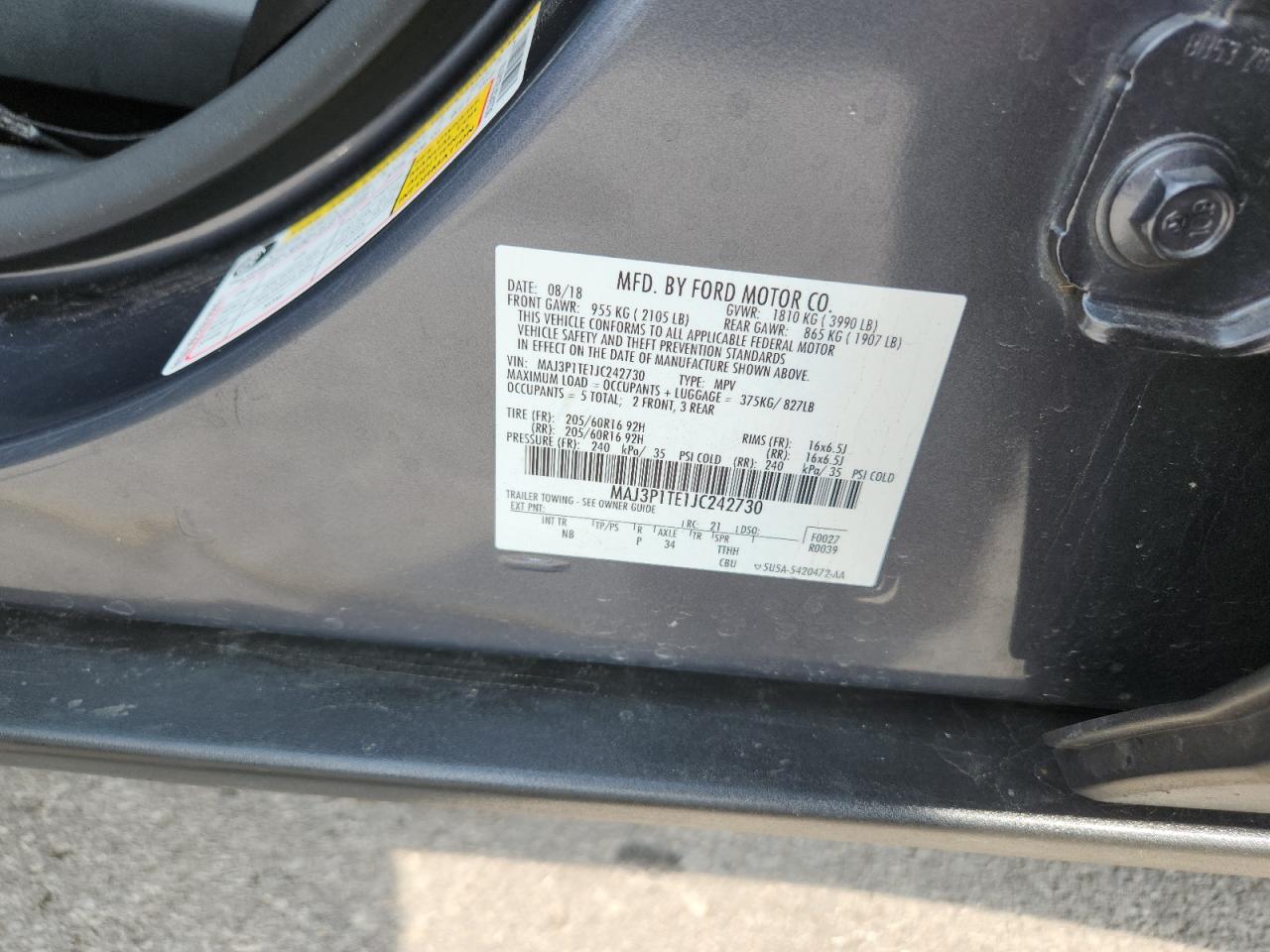 2018 Ford Ecosport Se VIN: MAJ3P1TE1JC242730 Lot: 71798915