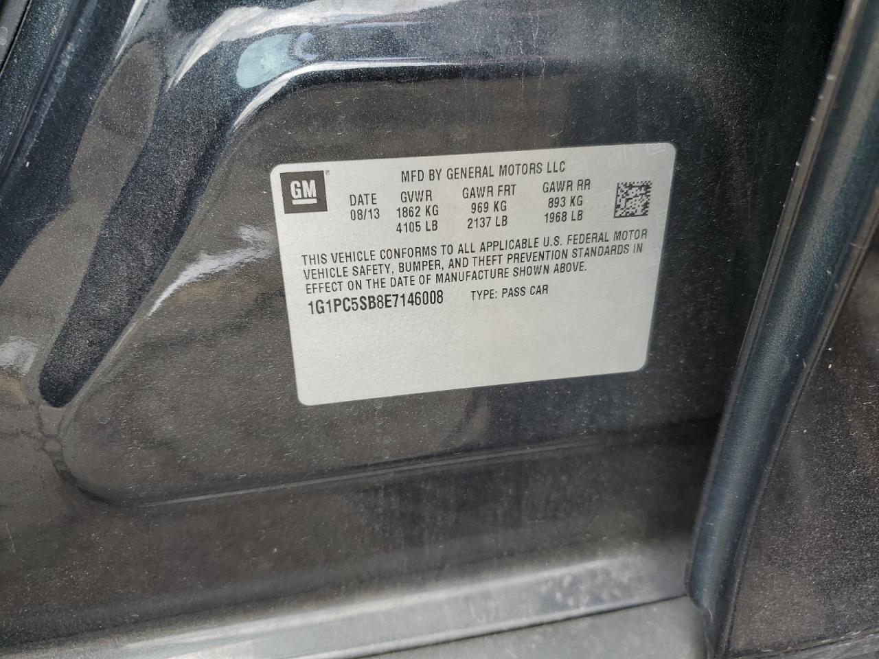 2014 Chevrolet Cruze Lt VIN: 1G1PC5SB8E7146008 Lot: 81573375