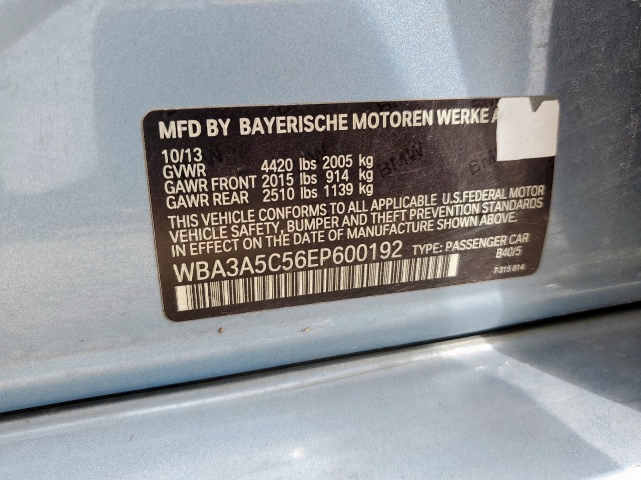 2014 BMW 328 I VIN: WBA3A5C56EP600192 Lot: 82080765