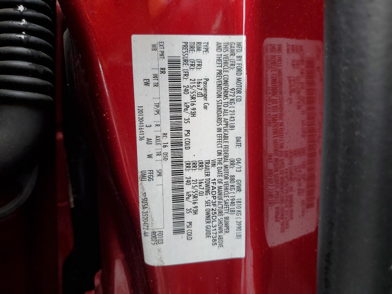 2013 Ford Focus Se VIN: 1FADP3F25DL317385 Lot: 83814235