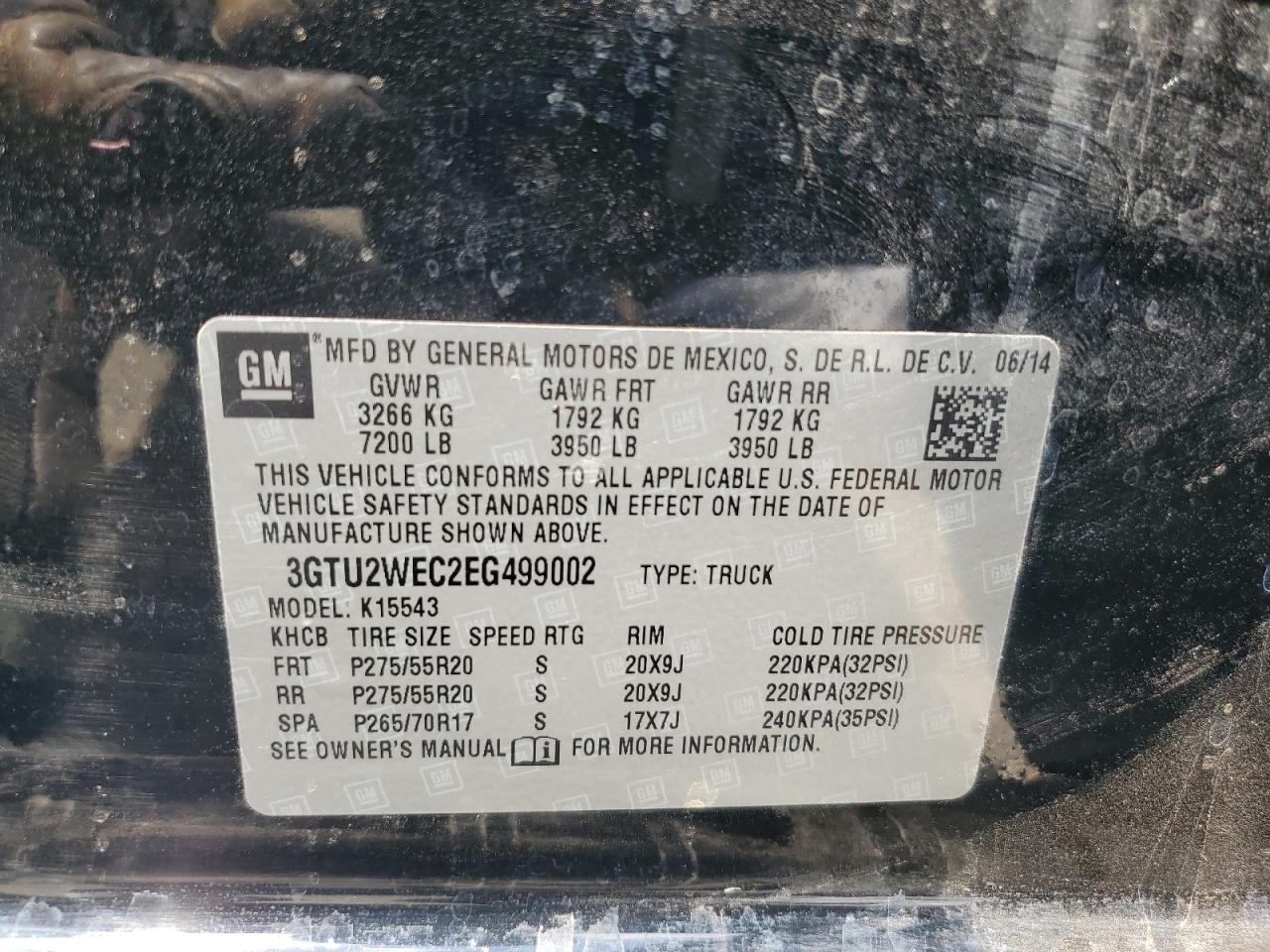 2014 GMC Sierra K1500 Denali VIN: 3GTU2WEC2EG499002 Lot: 81821165