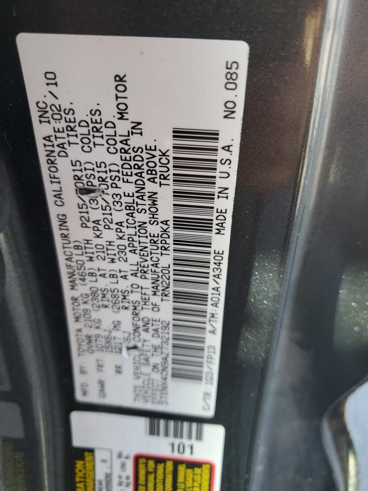 2010 Toyota Tacoma VIN: 5TENX4CN9AZ732192 Lot: 82150345