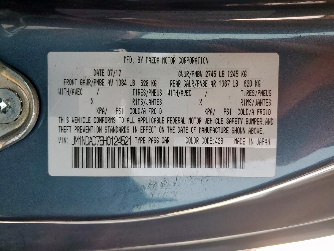 2017 Mazda Mx-5 Miata Grand Touring VIN: JM1NDAD76H0124521 Lot: 81197825