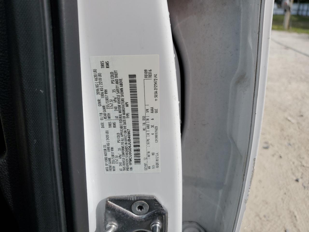 2018 Ford Escape Se VIN: 1FMCU0GD6JUB46967 Lot: 81210515