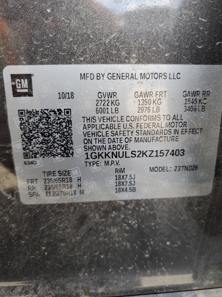 2019 GMC Acadia Slt-1 VIN: 1GKKNULS2KZ157403 Lot: 80866855