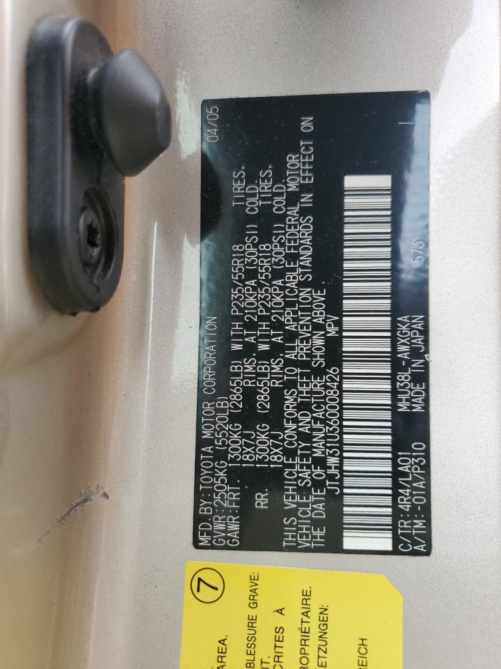 2006 Lexus Rx 400 VIN: JTJHW31U360008426 Lot: 80929545