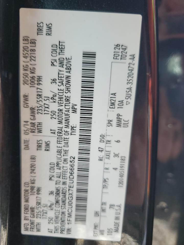 2014 Ford Escape Se VIN: 1FMCU0GX7EUD66652 Lot: 70877615