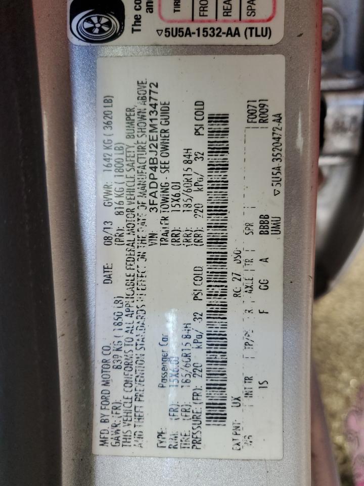 2014 Ford Fiesta Se VIN: 3FADP4BJ2EM134772 Lot: 81914845