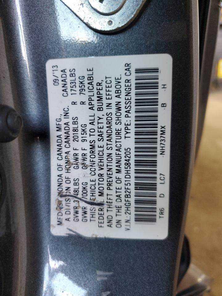 2013 Honda Civic Lx VIN: 2HGFB2F51DH584205 Lot: 84782975