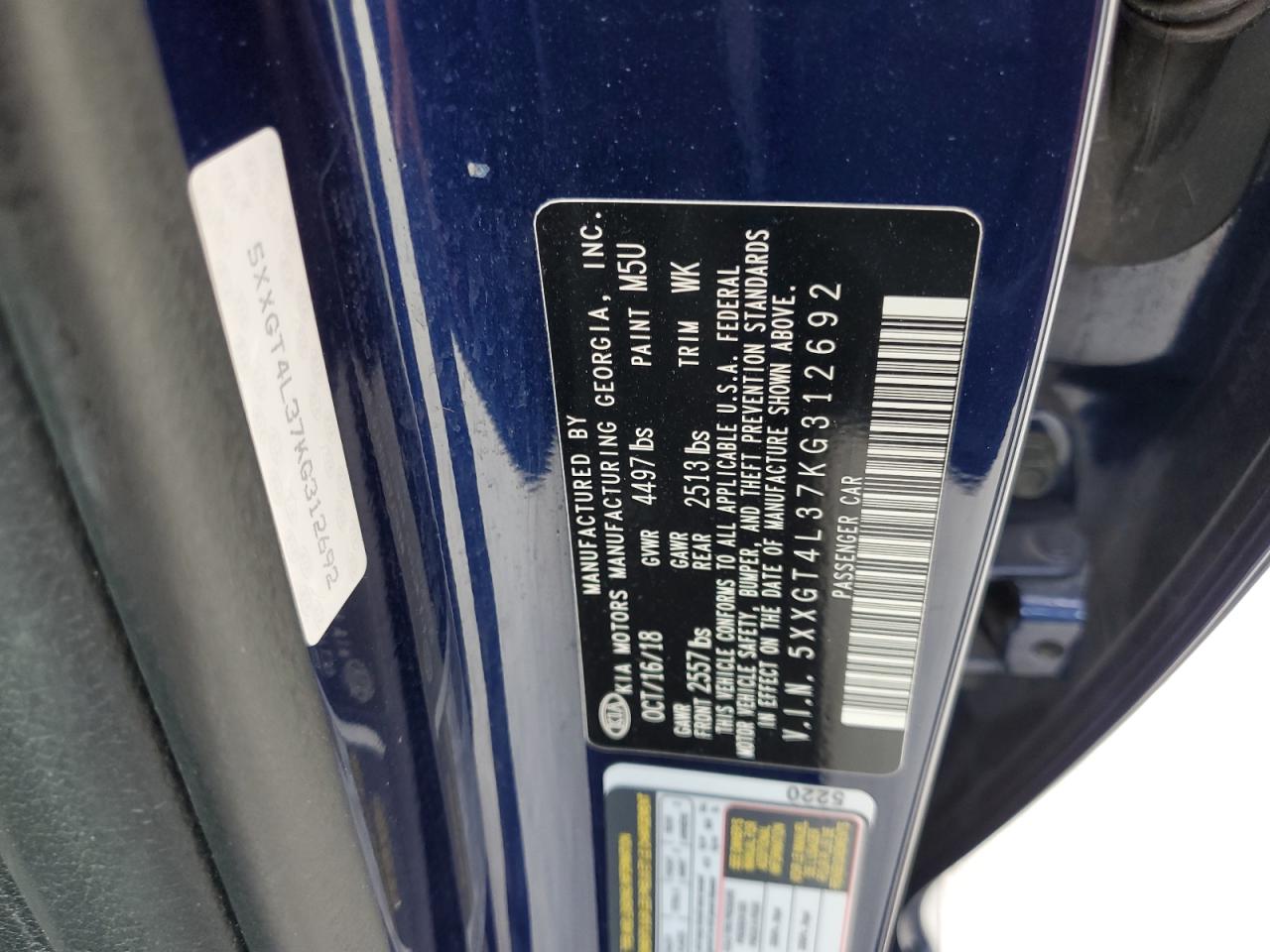 2019 Kia Optima Lx VIN: 5XXGT4L37KG312692 Lot: 71439565