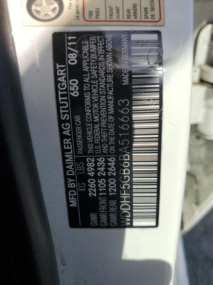 2011 Mercedes-Benz E 350 VIN: WDDHF5GB6BA516663 Lot: 80317325