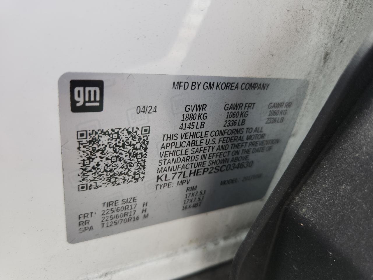 2025 Chevrolet Trax 1Lt VIN: KL77LHEP2SC034630 Lot: 81197215