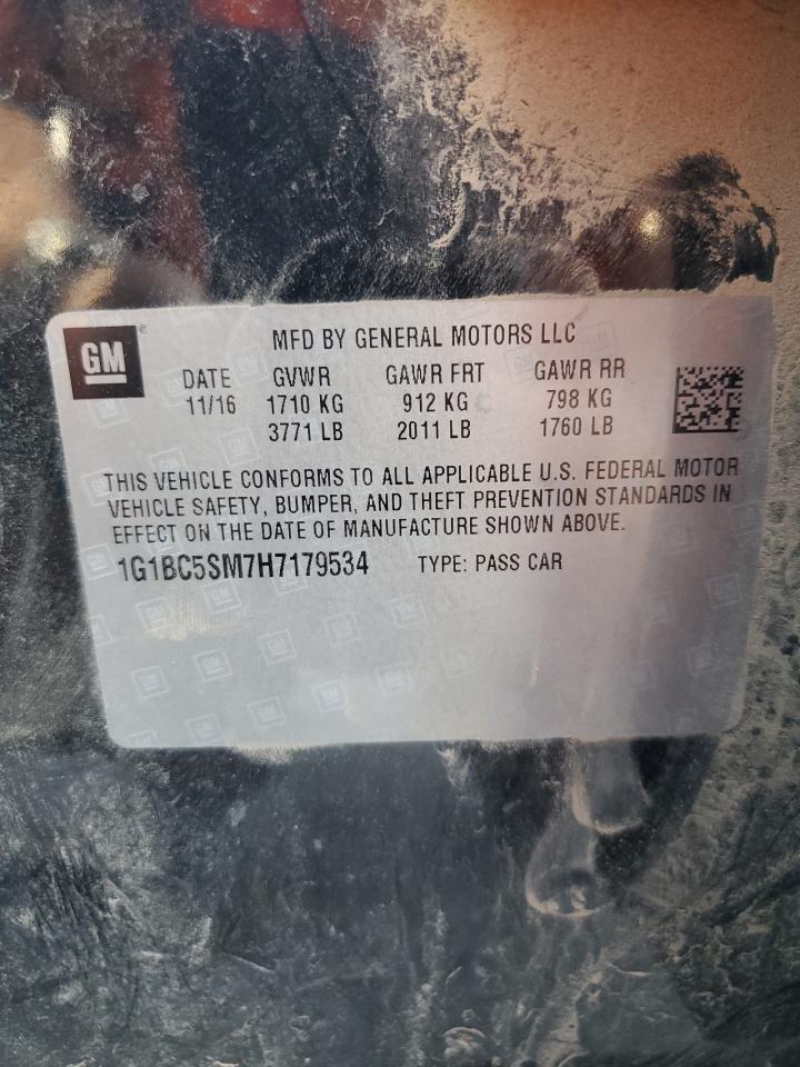 2017 Chevrolet Cruze Ls VIN: 1G1BC5SM7H7179534 Lot: 84572885