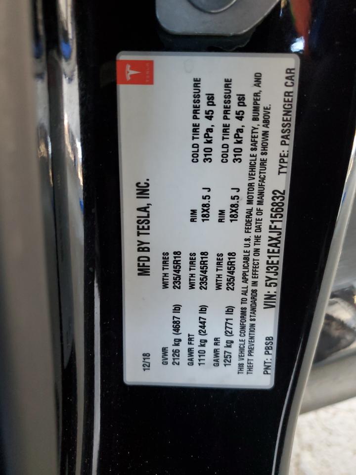 2018 Tesla Model 3 VIN: 5YJ3E1EAXJF156832 Lot: 80117395