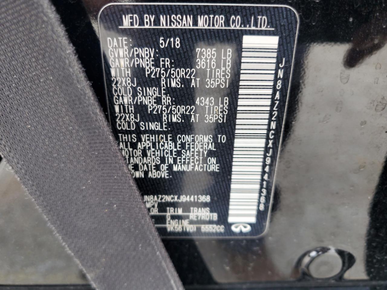 2018 Infiniti Qx80 Base VIN: JN8AZ2NCXJ9441368 Lot: 71535575