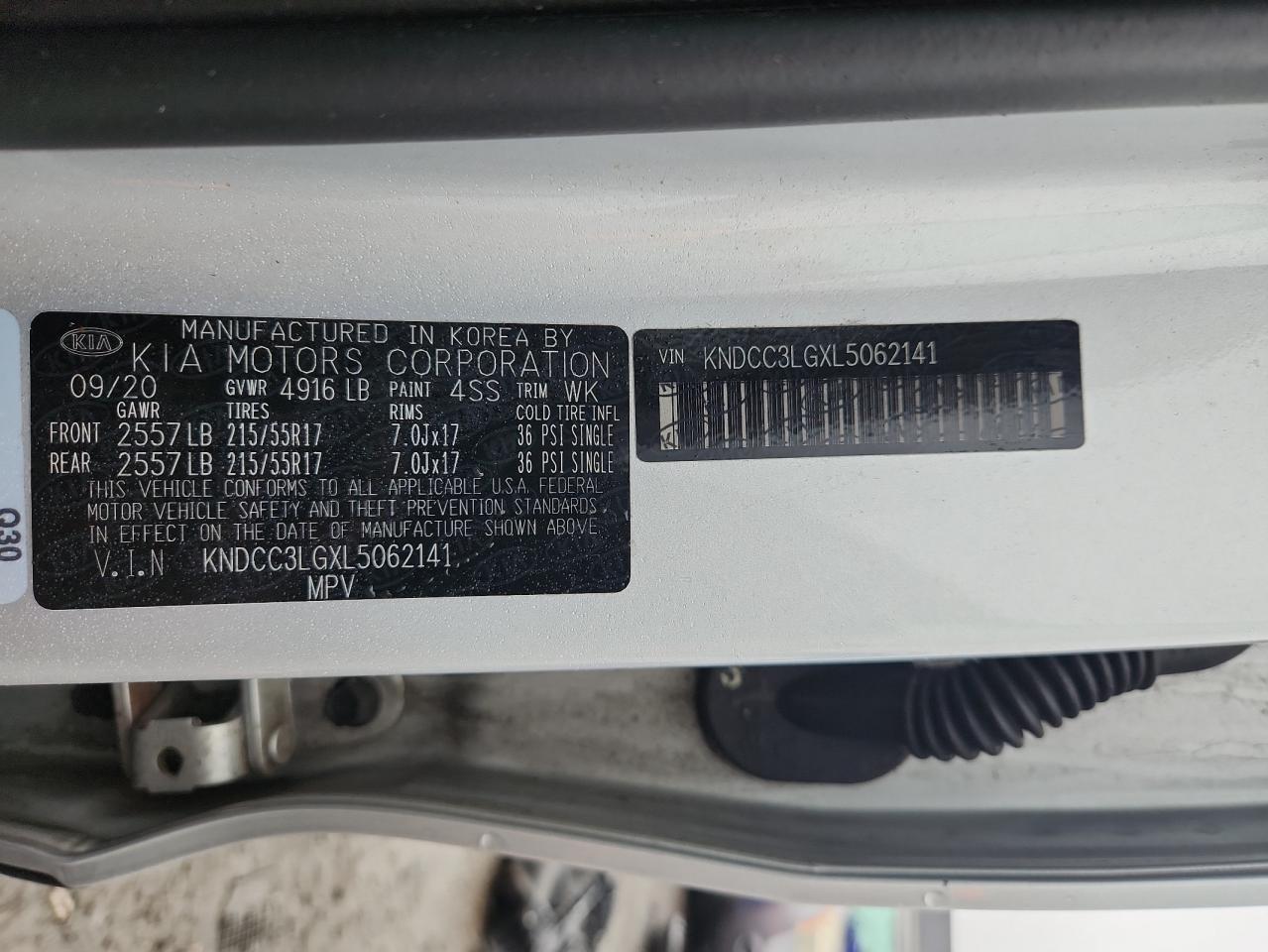 2020 Kia Niro Ex VIN: KNDCC3LGXL5062141 Lot: 83998335