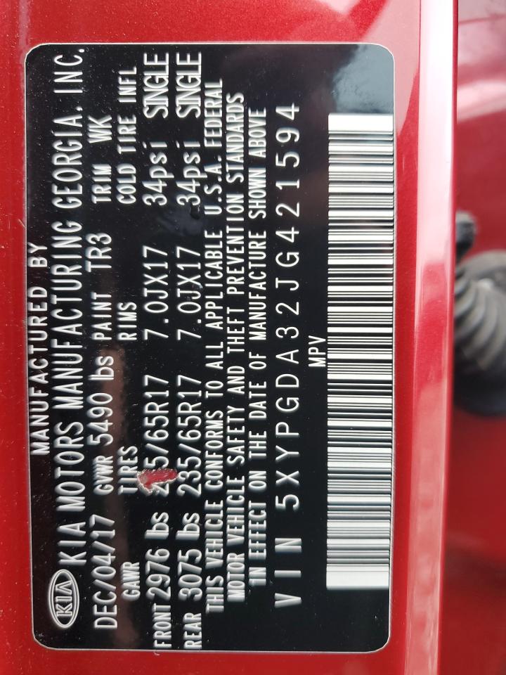 2018 Kia Sorento Lx VIN: 5XYPGDA32JG421594 Lot: 84000835