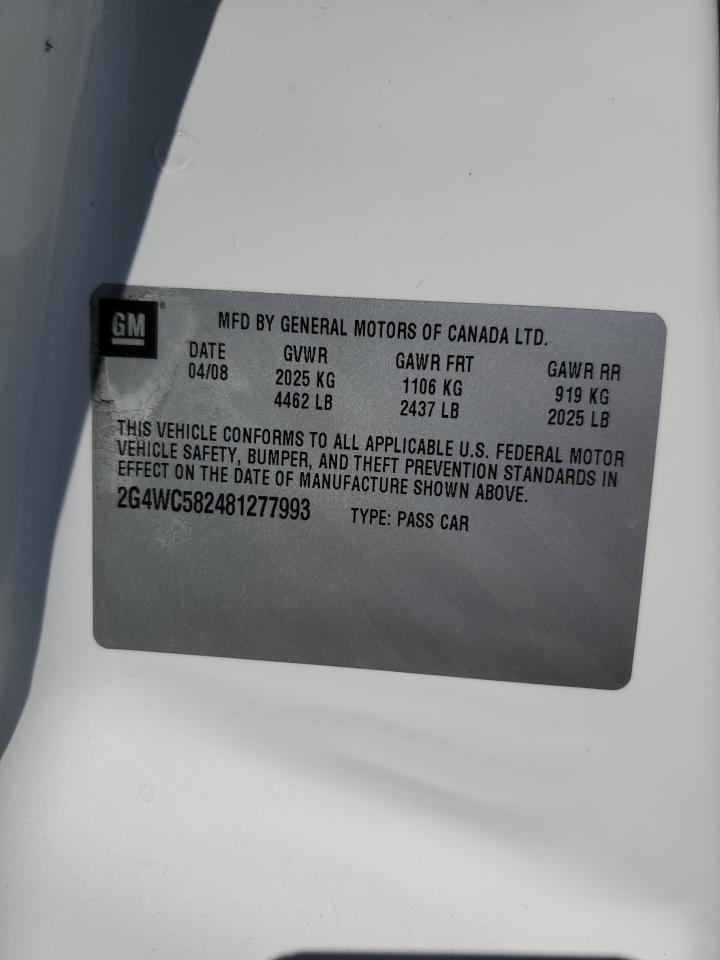 2008 Buick Lacrosse Cx VIN: 2G4WC582481277993 Lot: 84604755