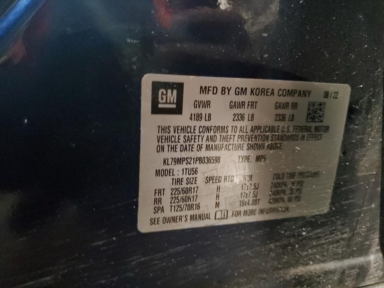 2023 Chevrolet Trailblazer Lt VIN: KL79MPS21PB036598 Lot: 84032195