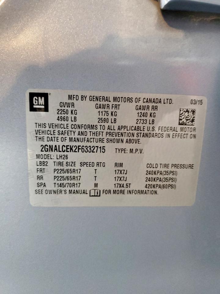 2015 Chevrolet Equinox Lt VIN: 2GNALCEK2F6332715 Lot: 80497945