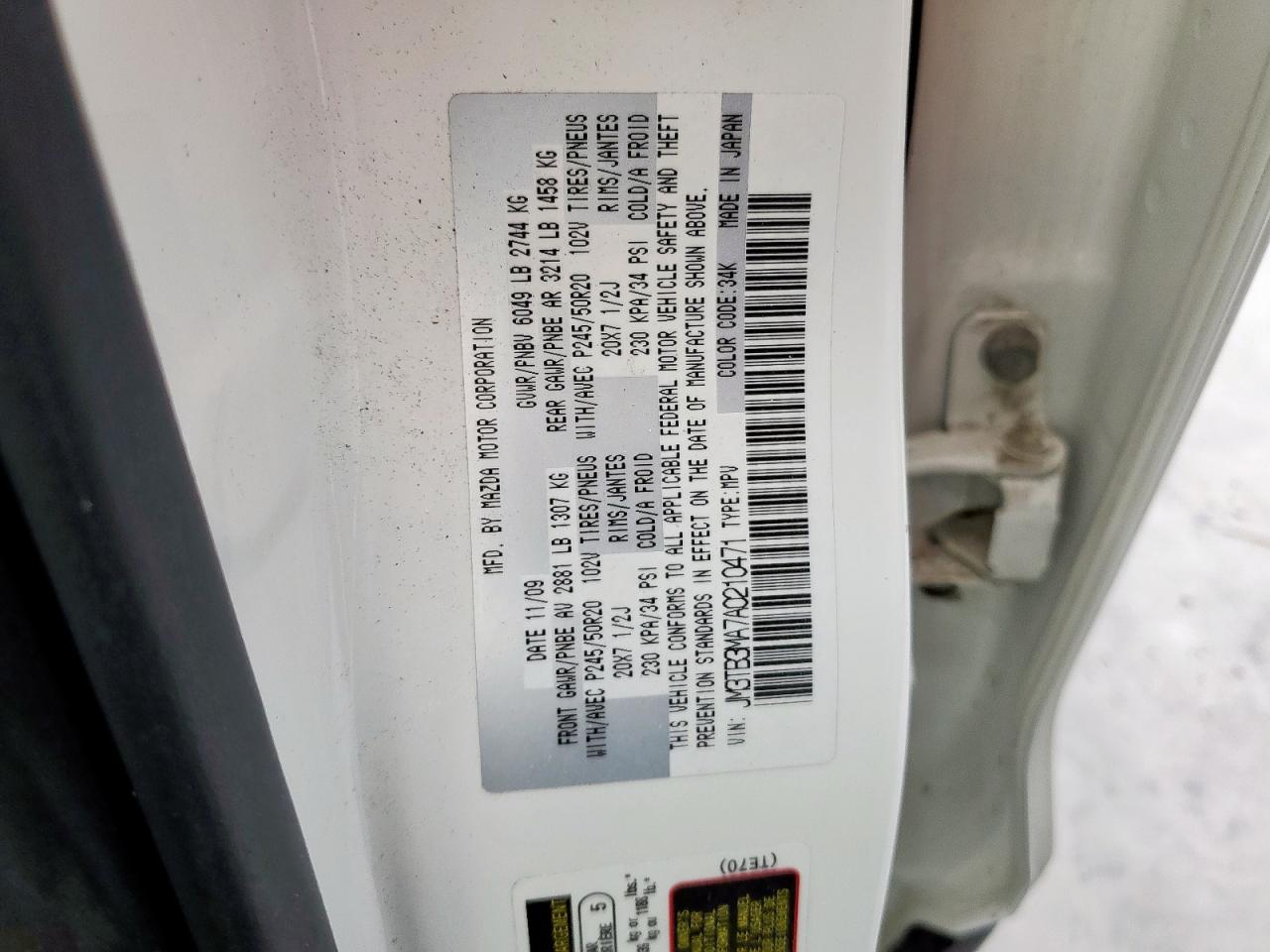 2010 Mazda Cx-9 VIN: JM3TB3MA7A0210471 Lot: 81507805