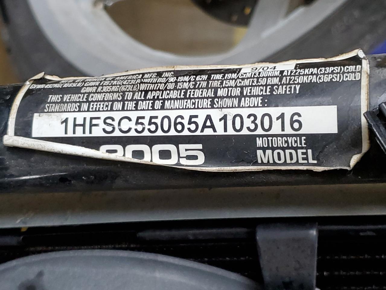 2005 Honda Vtx1300 C VIN: 1HFSC55065A103016 Lot: 81162305