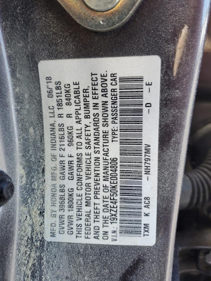 2019 Honda Insight Ex VIN: 19XZE4F50KE004806 Lot: 71635915