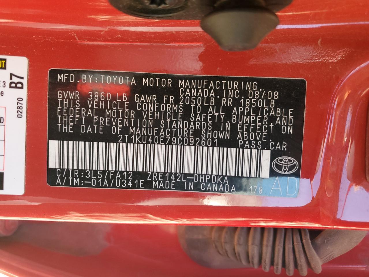 2009 Toyota Corolla Matrix VIN: 2T1KU40E79C092601 Lot: 84005055