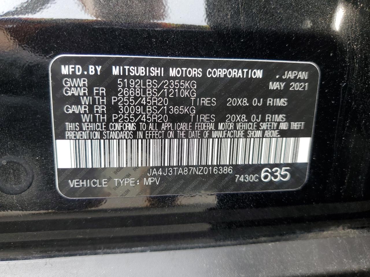 2022 Mitsubishi Outlander Es VIN: JA4J3TA87NZ016386 Lot: 81772005