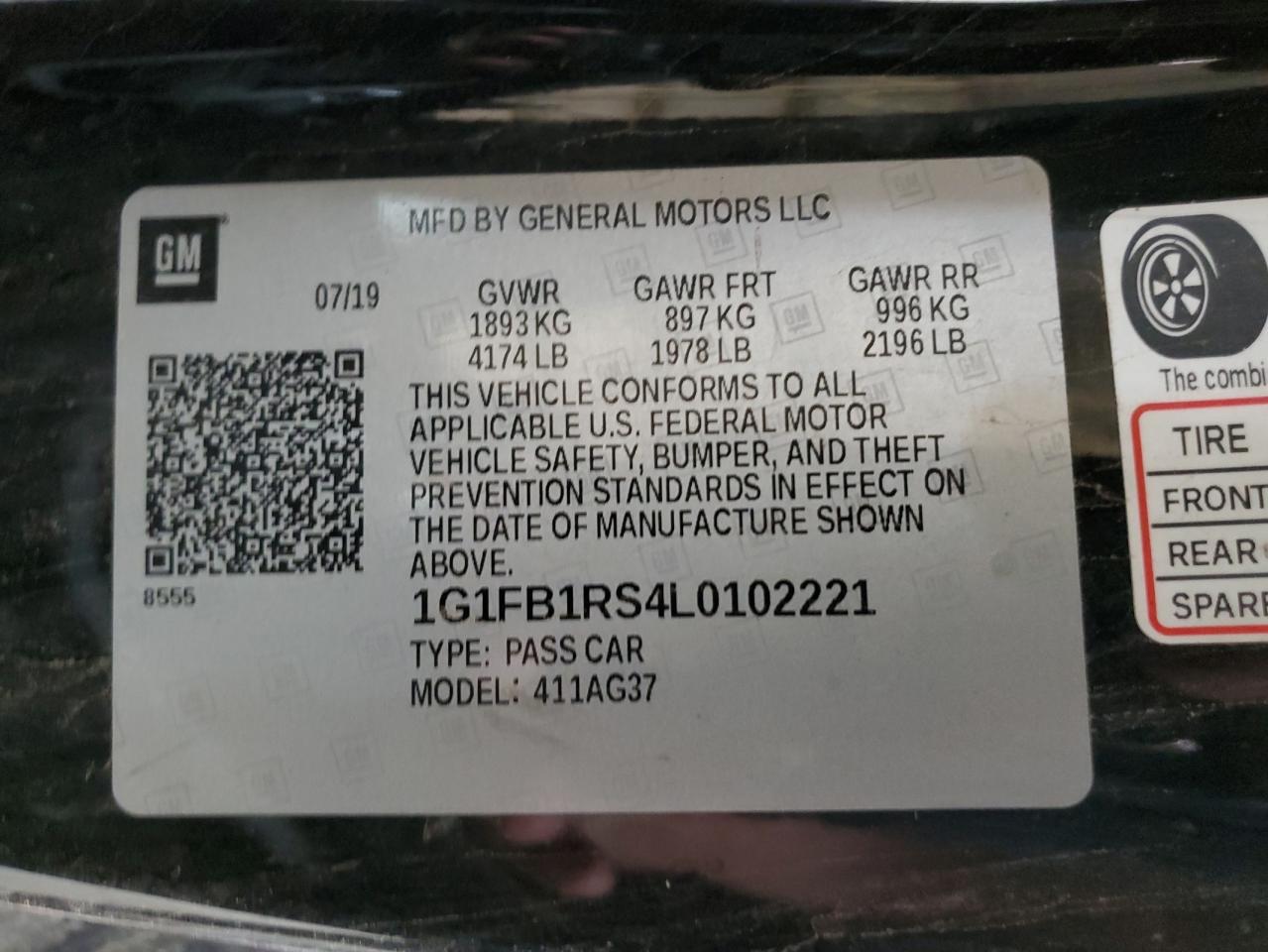 2020 Chevrolet Camaro Ls VIN: 1G1FB1RS4L0102221 Lot: 82116425