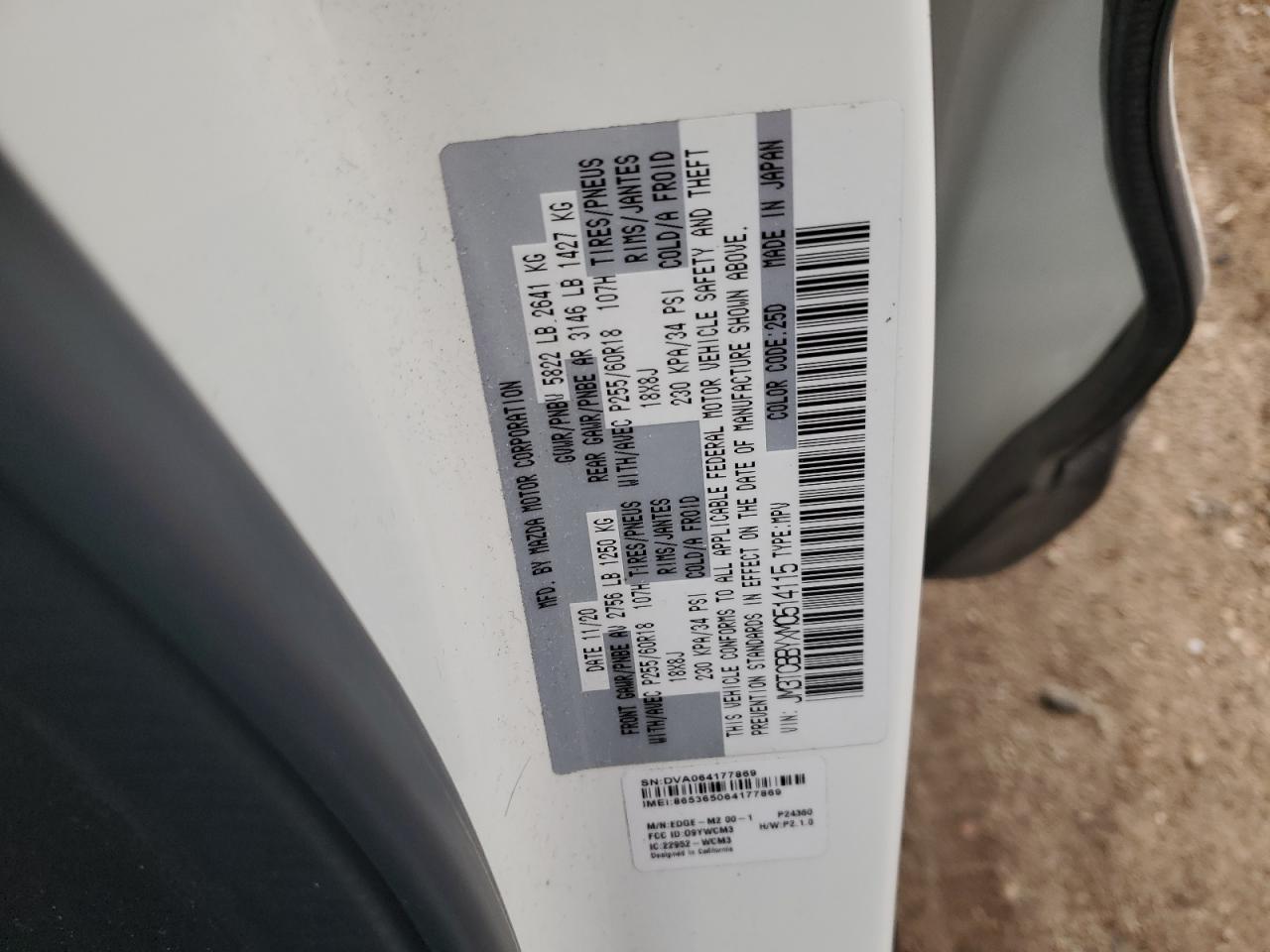 2021 Mazda Cx-9 Sport VIN: JM3TCBBYXM0514115 Lot: 71991555