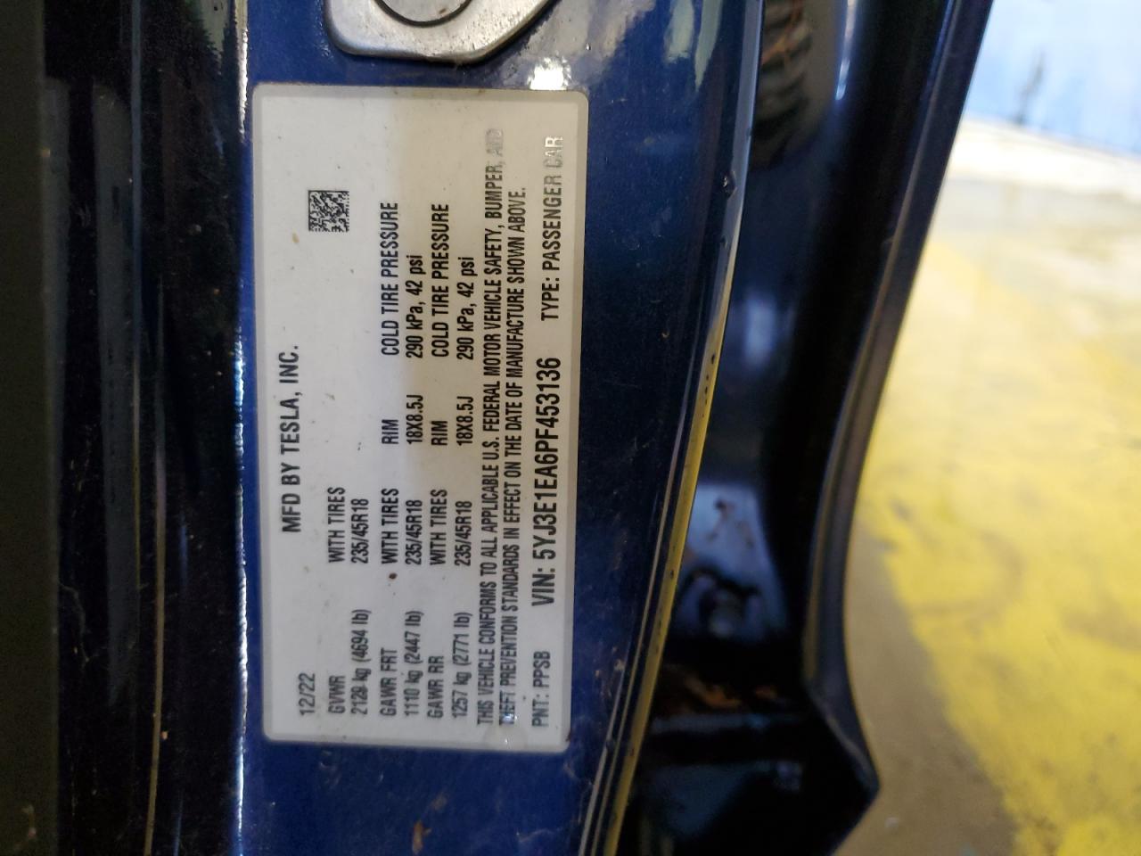 2023 Tesla Model 3 VIN: 5YJ3E1EA6PF453136 Lot: 69777625