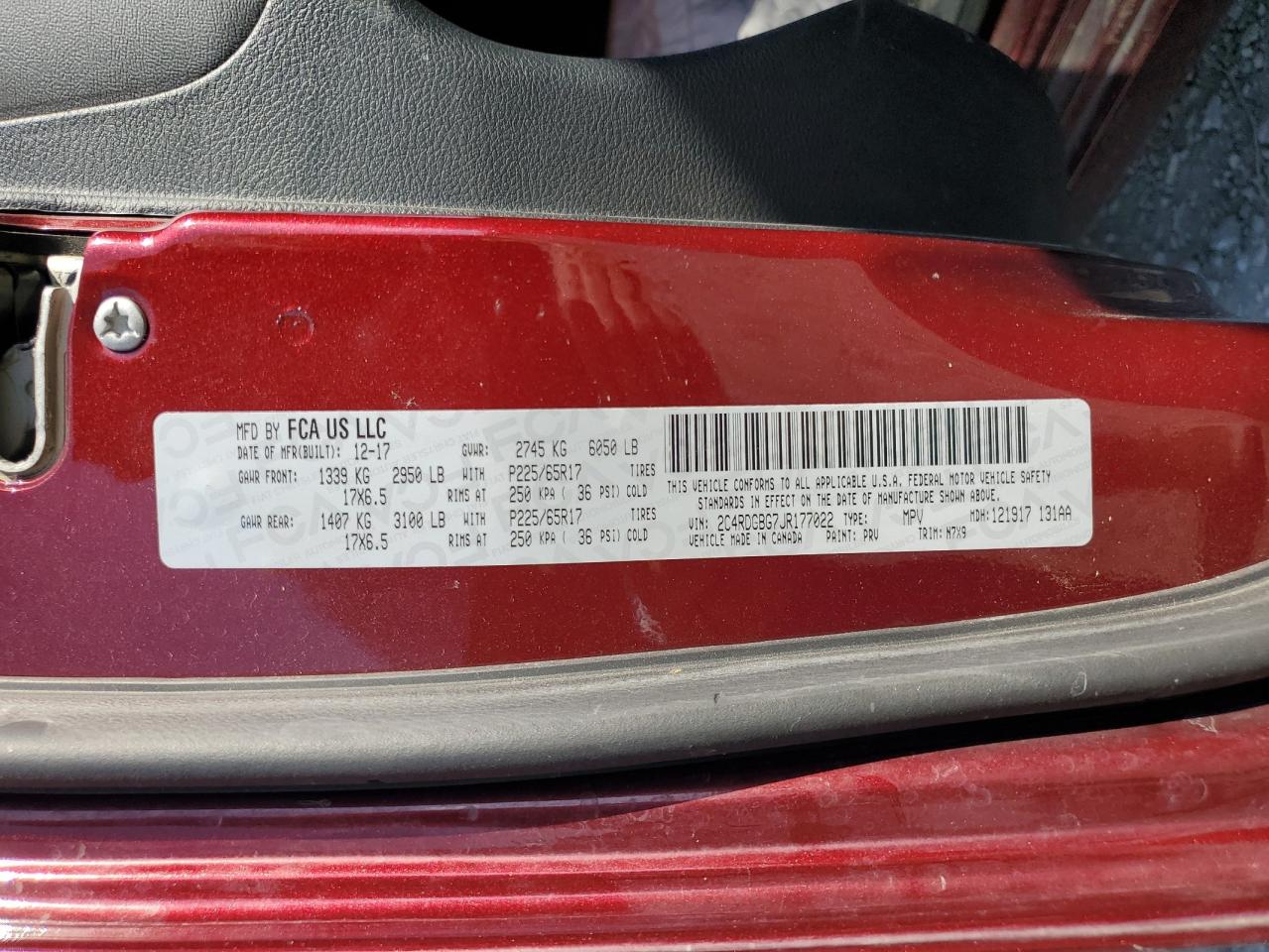 2018 Dodge Grand Caravan Se VIN: 2C4RDGBG7JR177022 Lot: 81416375