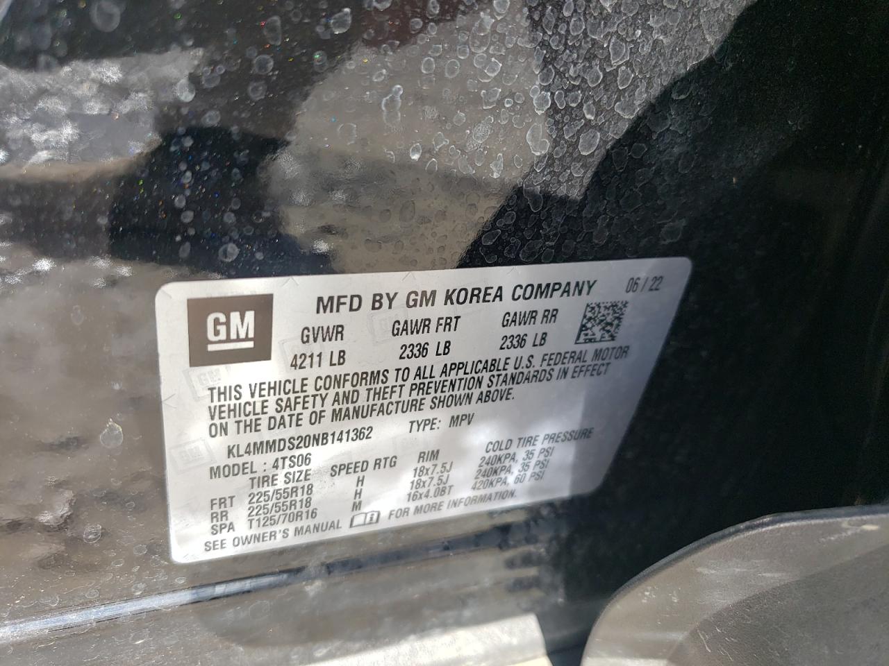 2022 Buick Encore Gx Select VIN: KL4MMDS20NB141362 Lot: 81755225