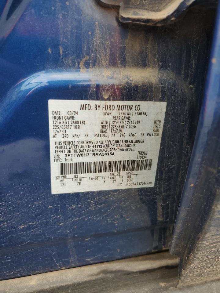 2024 Ford Maverick Xlt VIN: 3FTTW8H31RRA54154 Lot: 80804285