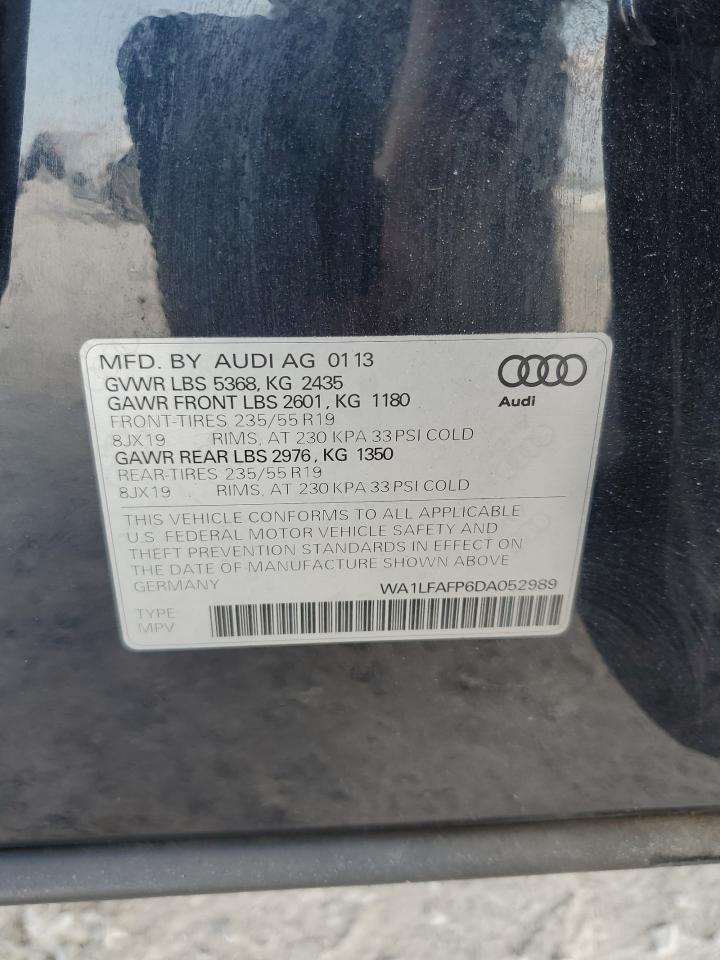 2013 Audi Q5 Premium Plus VIN: WA1LFAFP6DA052989 Lot: 71092525