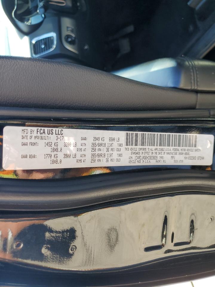 2017 Dodge Durango Sxt VIN: 1C4RDJAG6HC823829 Lot: 84729925