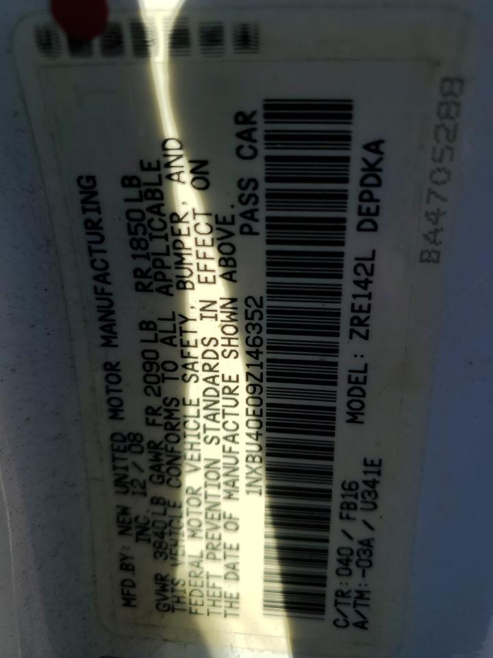 2009 Toyota Corolla Base VIN: 1NXBU40E09Z146352 Lot: 81214785