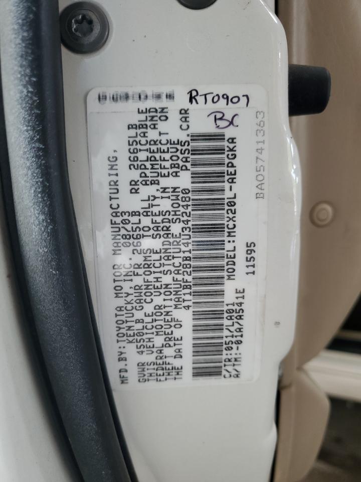 2004 Toyota Avalon Xl VIN: 4T1BF28B14U342480 Lot: 84357935