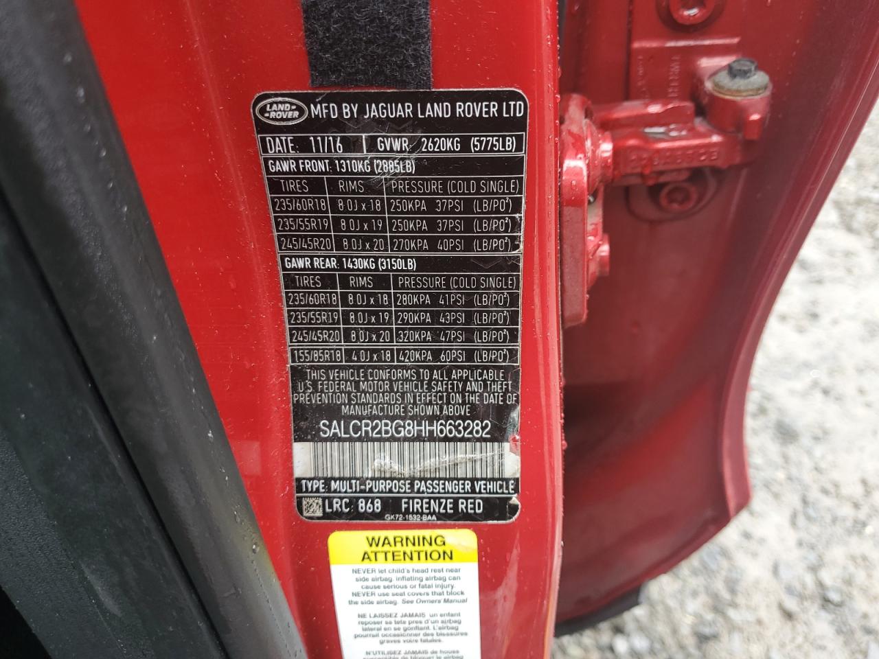 2017 Land Rover Discovery Sport Hse VIN: SALCR2BG8HH663282 Lot: 83877285