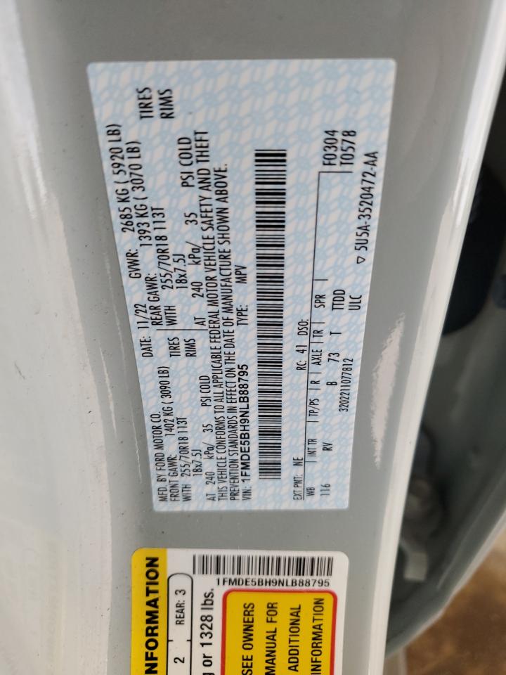 2022 Ford Bronco Base VIN: 1FMDE5BH9NLB88795 Lot: 81058365