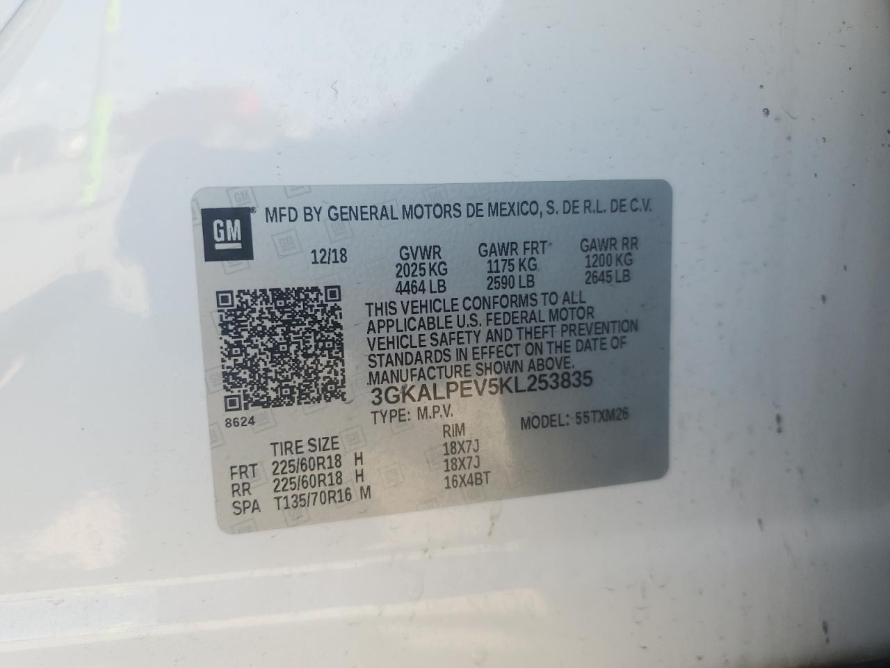 2019 GMC Terrain Slt VIN: 3GKALPEV5KL253835 Lot: 84439715