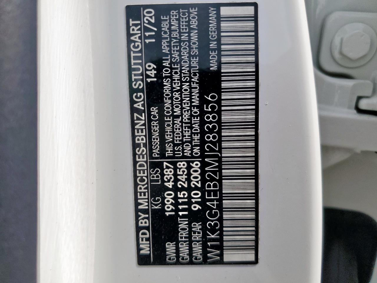 2021 Mercedes-Benz A 220 VIN: W1K3G4EB2MJ283856 Lot: 71428455