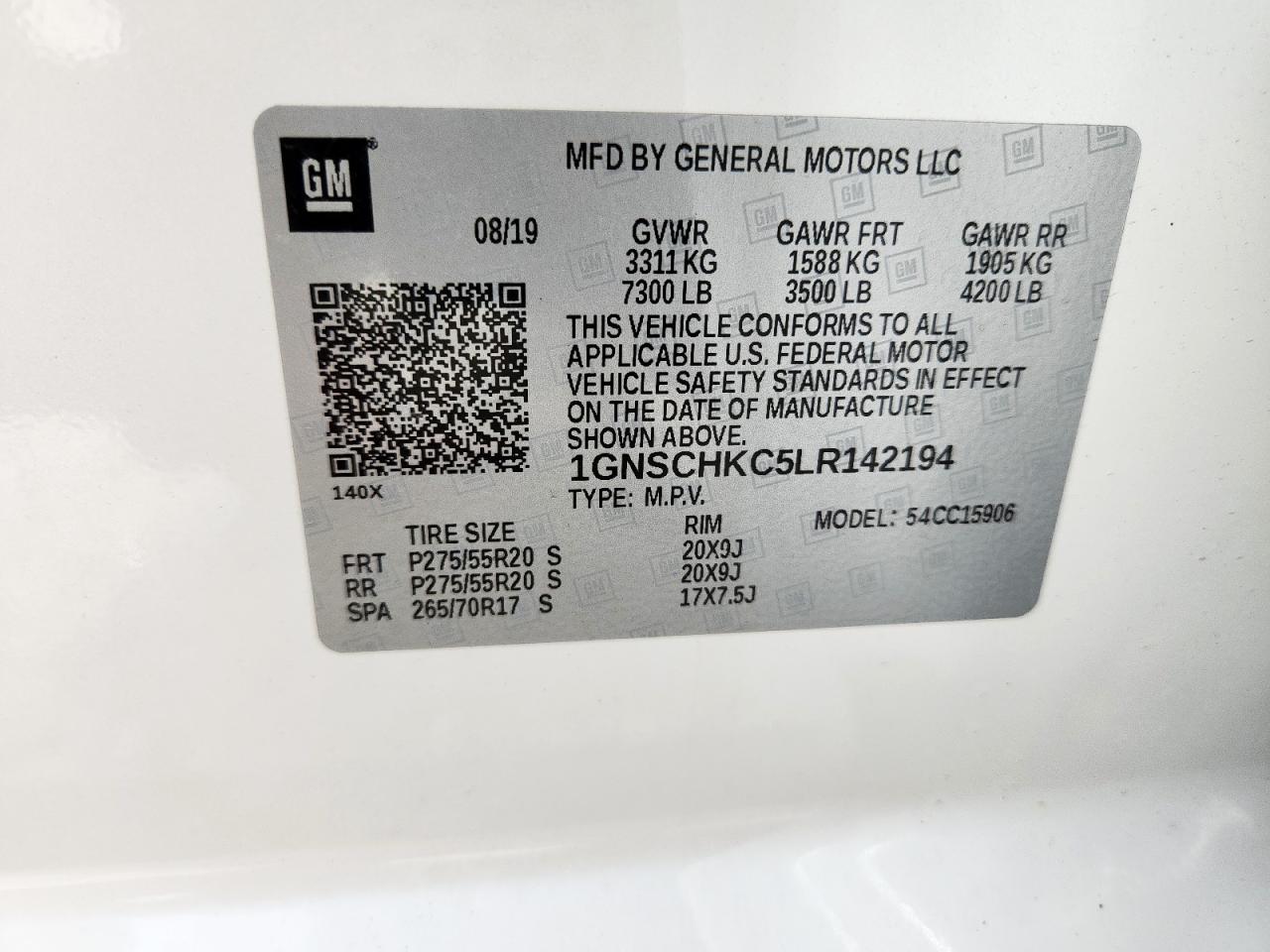 2020 Chevrolet Suburban C1500 Lt VIN: 1GNSCHKC5LR142194 Lot: 81393325