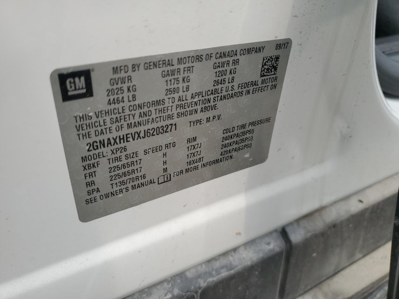 2018 Chevrolet Equinox Ls VIN: 2GNAXHEVXJ6203271 Lot: 71035895