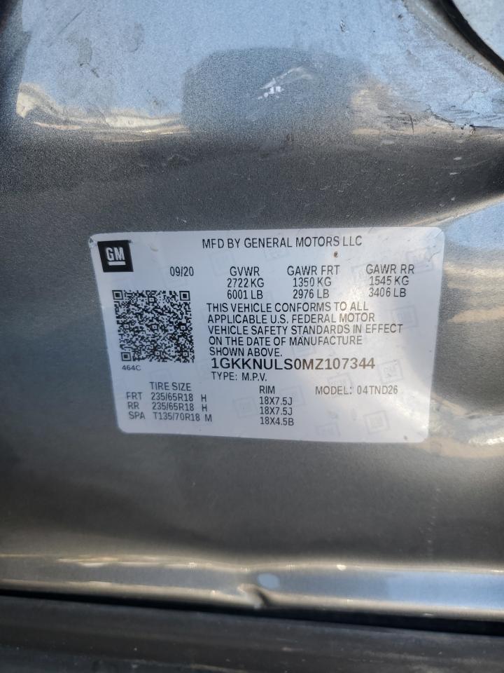 2021 GMC Acadia Slt VIN: 1GKKNULS0MZ107344 Lot: 71855155